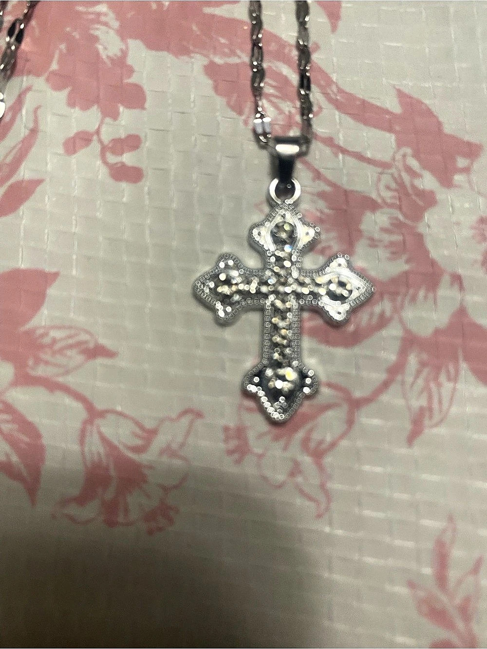 Silver Cross Necklace with Extender stainless steel New